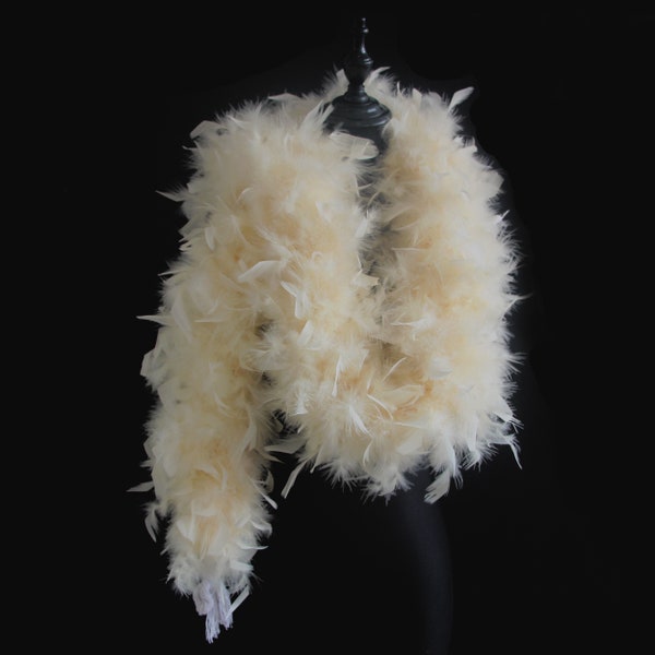 Champagne color 100 Gram Chandelle Feather Boa, 2 Yard Long-Great for Party, Wedding, Costume