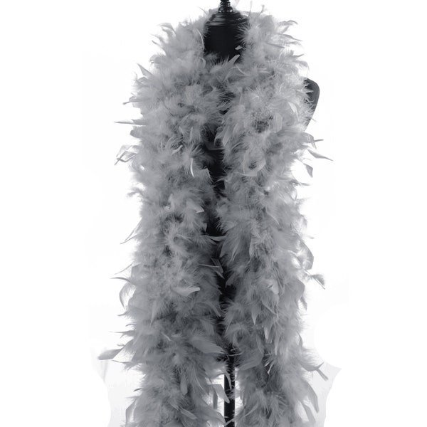 Silver Grey color 100 Gram Chandelle Feather Boa, 2 Yard Long-Great for Party, Wedding, Costume