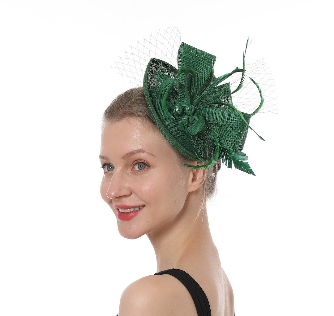 Green Feather Fascinator Hat: Kentucky Derby Tea Party  display picture 2