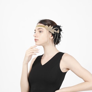 Gold Color 1920s Flapper Headband 20s Great Gatsby Party Women Headpiece