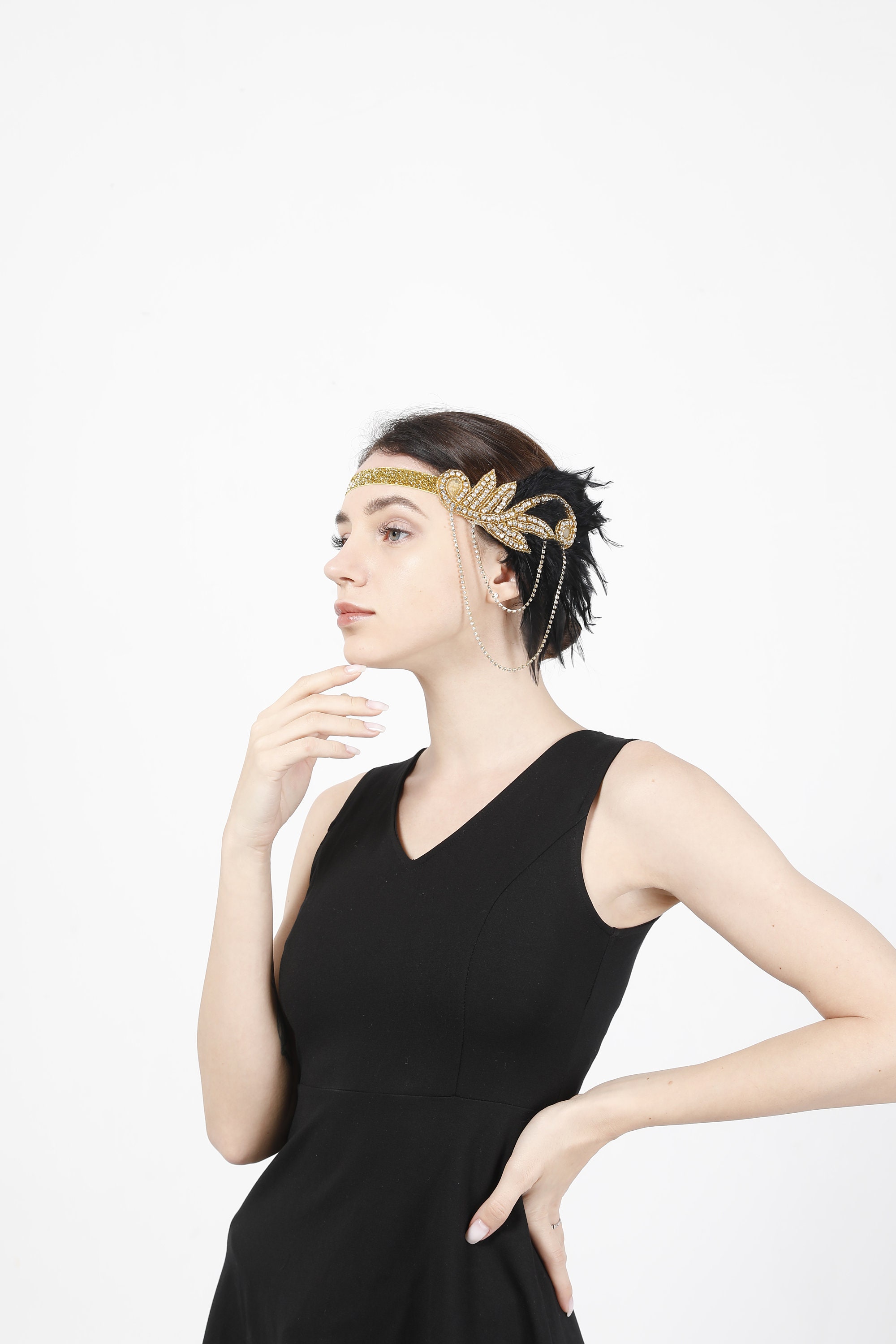 Gold Color 1920s Flapper Headband 20s Great Gatsby Party Women Headpiece