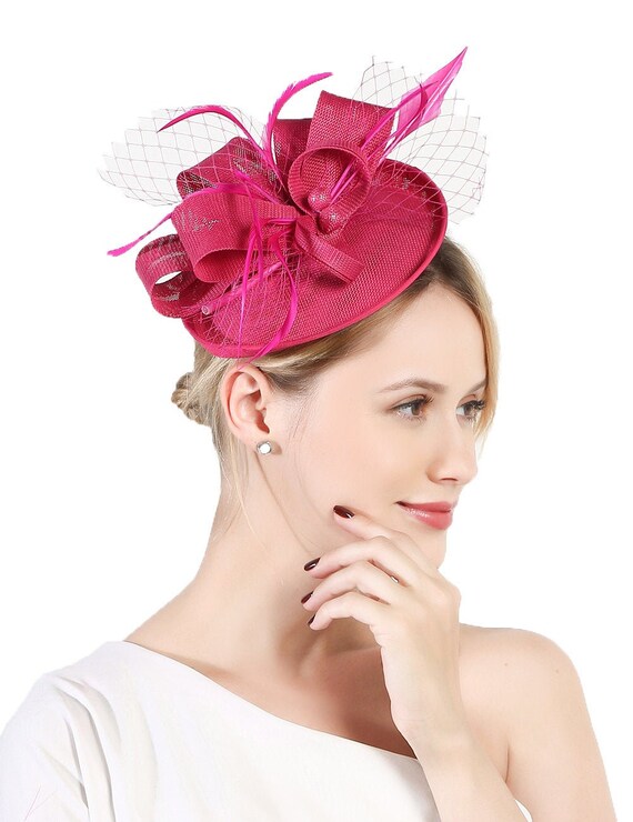 Hot Pink Color Fascinator Hat for Women Tea Party Wedding Etsy