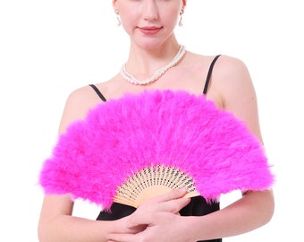 Pinkfarbener Federfächer, ideal für Party, Hochzeit, Halloween-Kostüm, Weihnachtsbaum, Dekorationsfächer-2