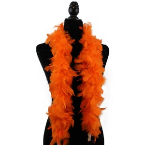 Orange Color 25 Gram, 4 Feet  Long Chandelle Feather Boa, Great for Party, Wedding, Halloween Costume, Christmas Tree, Decoration