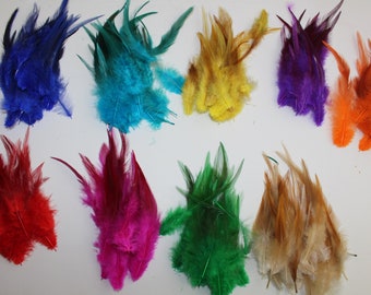 100 pcs ，5"-6" Saddle Hackle Feather, Good for Crafts, Wedding, Earring, Home Party, Dream Catcher and Supplies and DIY Crafts