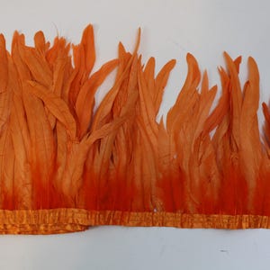 Orange 2 Yard Long, Rooster Coque Feather Fringe Trim, for Skirt Dress Costume Roster Feather Trim