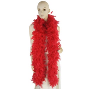 Red Color 150 Gram Chandelle Feather Boa, 2 Yard Long-Great for Party, Wedding, Costume