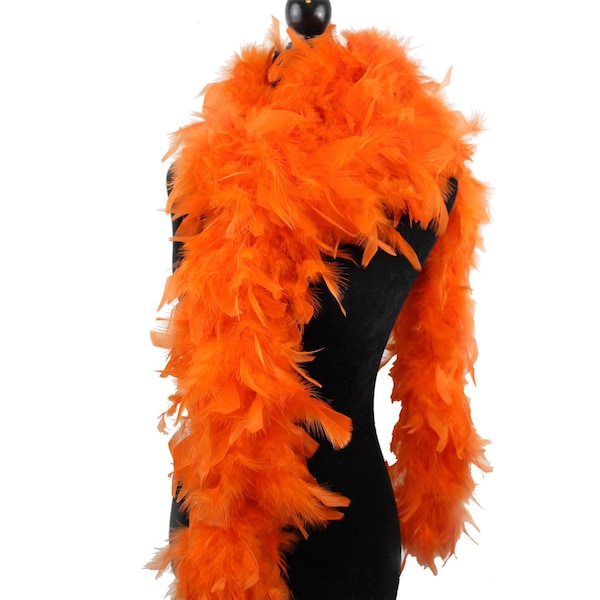 Orange Color 80 Gram, 2 yards Long Chandelle Feather Boa, Great for Party, Wedding, Halloween Costume, Christmas Tree Decoration