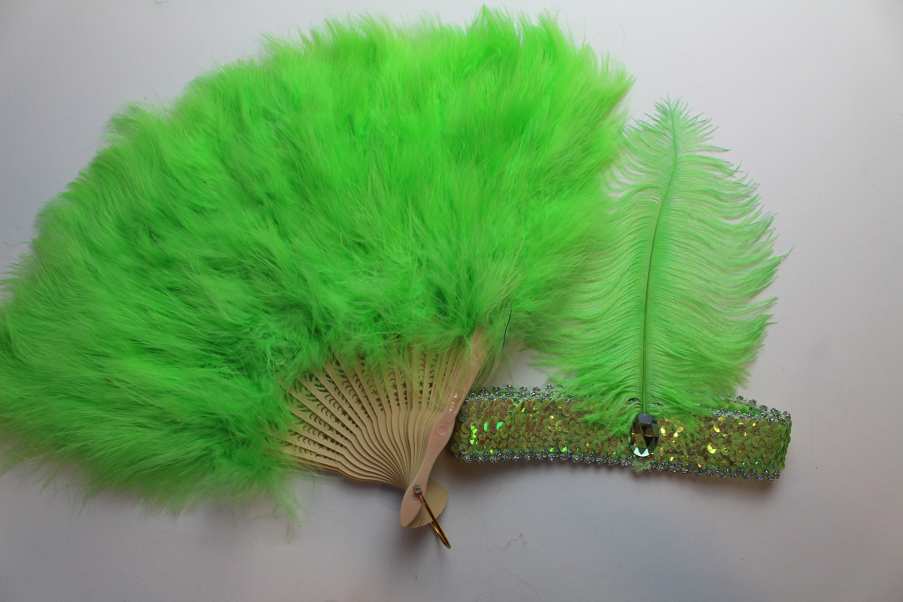 Lime Green Feather Fan Feather Boa Ostrich HeaddressGreat Etsy
