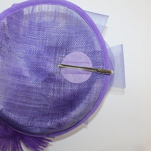 Purple Color Fascinator Hat for Women Tea Party Wedding Kenturky Derby Headband, 1920s Fascinator Hat with Veil Pillbox HatF image 5