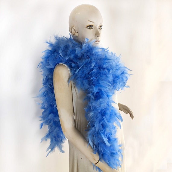 flydreamfeathers Baby Blue Color 100 Gram Chandelle Feather Boa, 2 Yard Long-Great for Party, Wedding, Costume