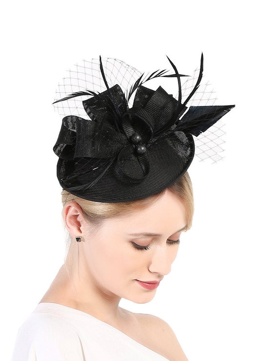 Black Color Fascinator Hat for Women 