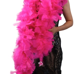 Doce cor rosa 150 gramas 2 jardas -longo, grande boa, com pena plana de peru boa pesada, festa vestir-se decoração de fantasia de Halloween
