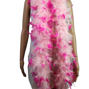 Rosa 60 gramm Chandelle Federboa mit Candy Pink Spitzen - 2 Meter
