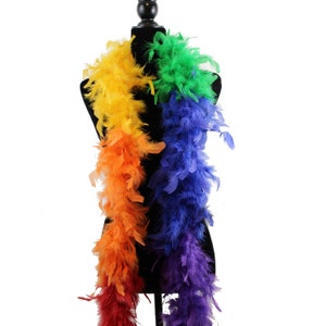 Rainbow 40 Gram Chandelle Feather Boa, 2 Yard Long-Great for Party, Wedding,  Halloween Costume Decoration