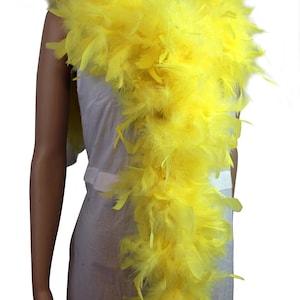 Hellgelbe Farbe 80 Gramm, 2 Meter lange Chandelle Federboa, ideal für Party, Hochzeit, Halloween-Kostüm, Weihnachtsbaumdekoration