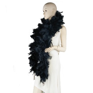 Black  Color 150 gram  2 Yards -Long, Large Boa, With Turkey Flat Feather Heavyweight Boa, Party Dress Up Halloween Costume Decoration