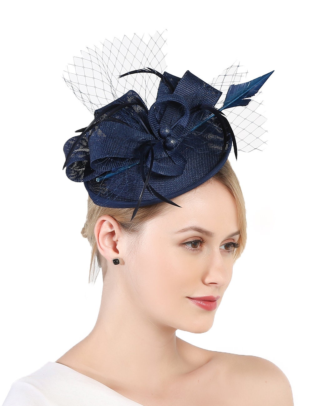 Navy Color Fascinator Hat for Women Tea Party Wedding Kenturky - Etsy