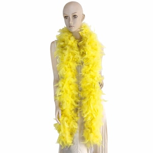 Light Yellow 100 Gram Chandelle Feather Boa, 2 Yard Long-Great for Party, Wedding, Costume
