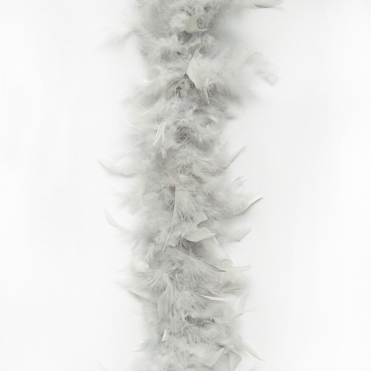 White Color 60 Gram, 2 Yards Long Chandelle Feather Boa, Great for Party,  Wedding, Halloween Costume, Christmas Tree, Decoration 