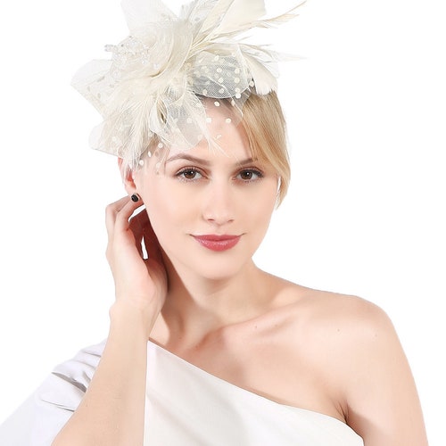Beige Color Fascinator Hat for Women Tea Party Wedding Etsy