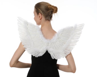 White Small Turkey and goose Feather, Angel Wings Costume, Party, Photography Fun Dress Up Angel Wing