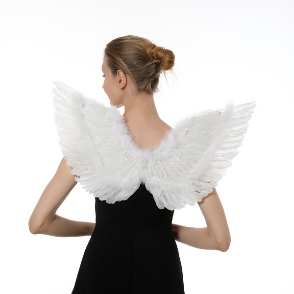 White Small Turkey and goose Feather, Angel Wings Costume, Party, Photography Fun Dress Up Angel Wing