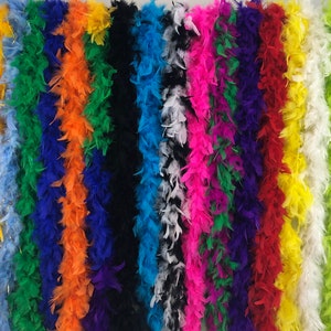 60 Gram, 2 yards Long Chandelle Feather Boa, Great for Party, Wedding, Halloween Costume, Christmas Tree, Decoration