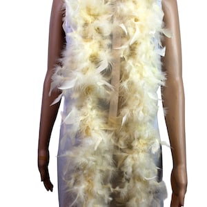 Beige 40 Gram Chandelle Feather Boa, 2 Yard Long-Great for Party, Wedding,  Halloween Costume Decoration