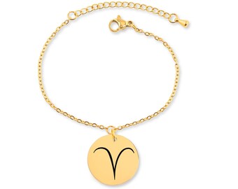 Custom Astrology Zodiac Sign Chain Link Adjustable Charm Bracelet | Personalization option | Silver, Gold, Rose Gold