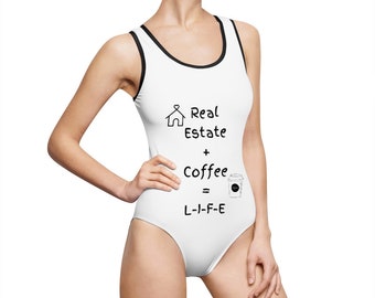 Real Estate Agent Bathing Suit, Coffee Lover | Women's Classic One-Piece Swimsuit