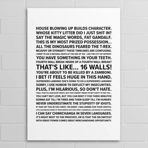Deadpool Quotes (A5, A4, A3 poster or print)