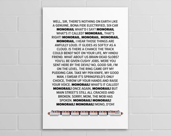 Monorail Lyrics (A5, A4, A3 poster or print)