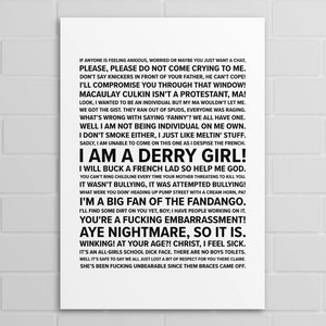 Derry Girls Quotes (A5, A4, A3 poster or print)