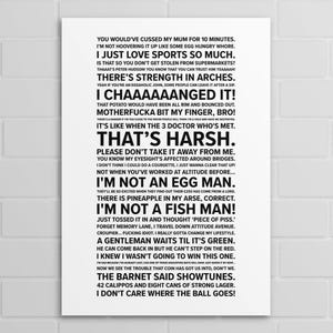 Peut inclure: Une affiche blanche avec du texte noir. Le texte comprend des phrases comme "I CHAAAAAANGED IT!" et "THAT'S HARSH." L'affiche a un ton décontracté et conversationnel, avec des déclarations audacieuses et de l'argot.