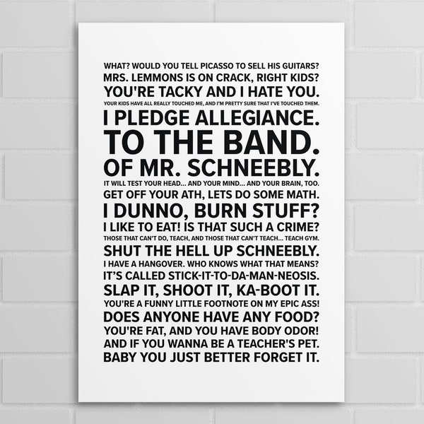 School of Rock Quotes (A5, A4, A3 poster or print)