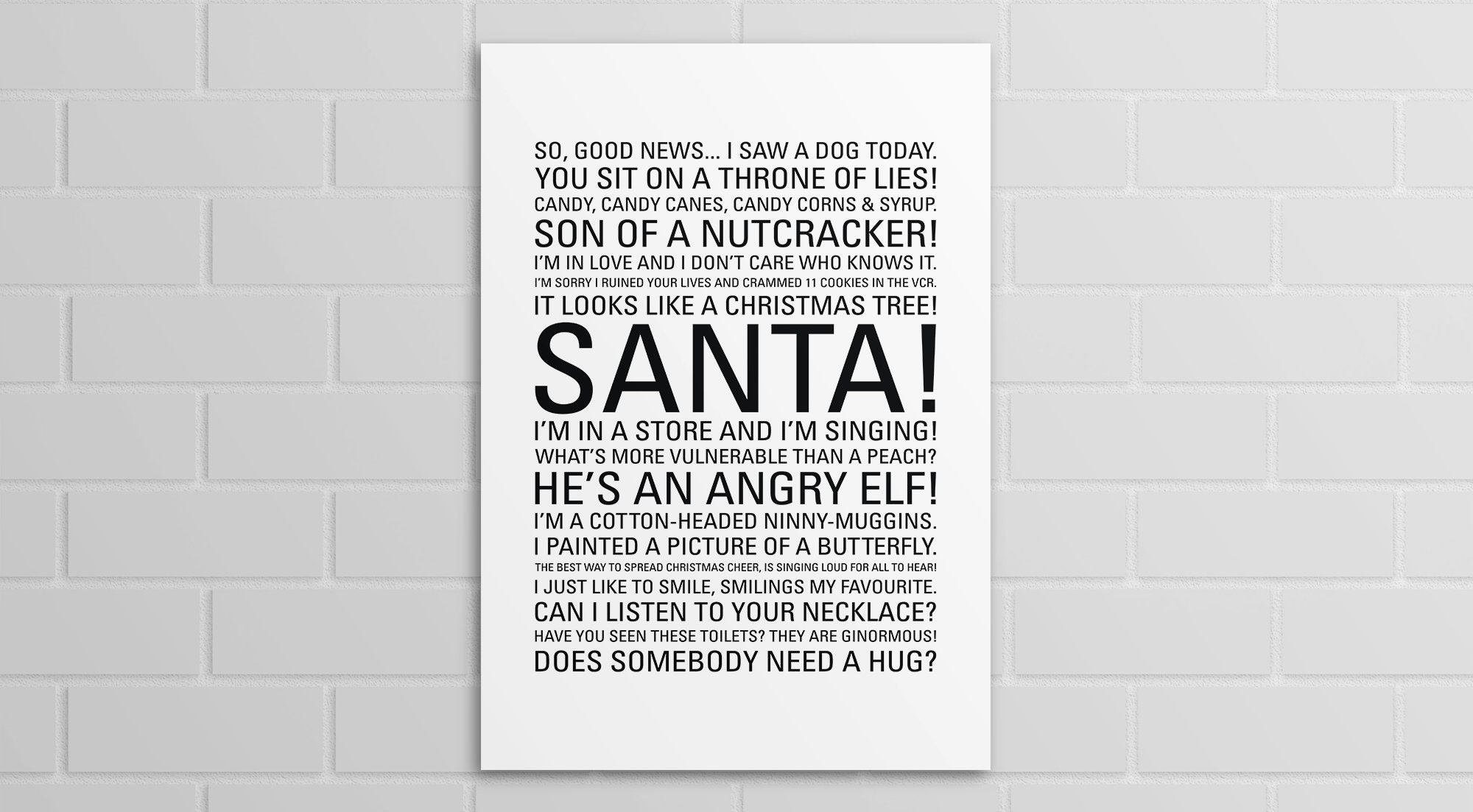 Elf Quotes A5 A4 A3 Poster or Print Etsy UK