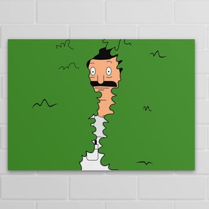 Bob Belcher Illustration | Bobs Burgers | Homer Simpson Hedge Meme Parody (A5, A4, A3 poster or print)