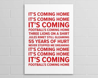 It's Coming Home | Three Lions (A5, A4, A3 poster or print)