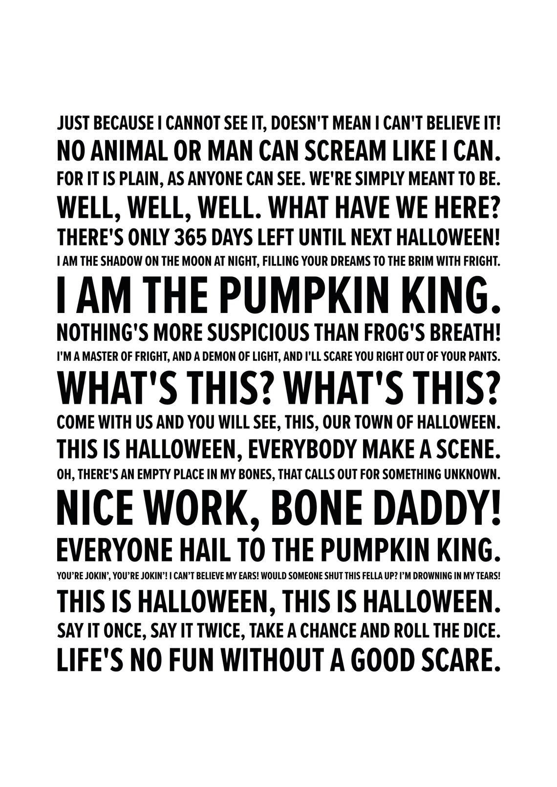 Nightmare Before Christmas Quotes A5 A4 A3 poster or print | Etsy