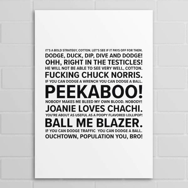 Dodgeball Quotes Poster Etsy