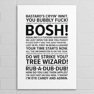 Taskmaster Quotes (A5, A4, A3 poster or print)