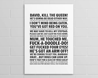 Shaun of the Dead Quotes (A5, A4, A3 poster or print)
