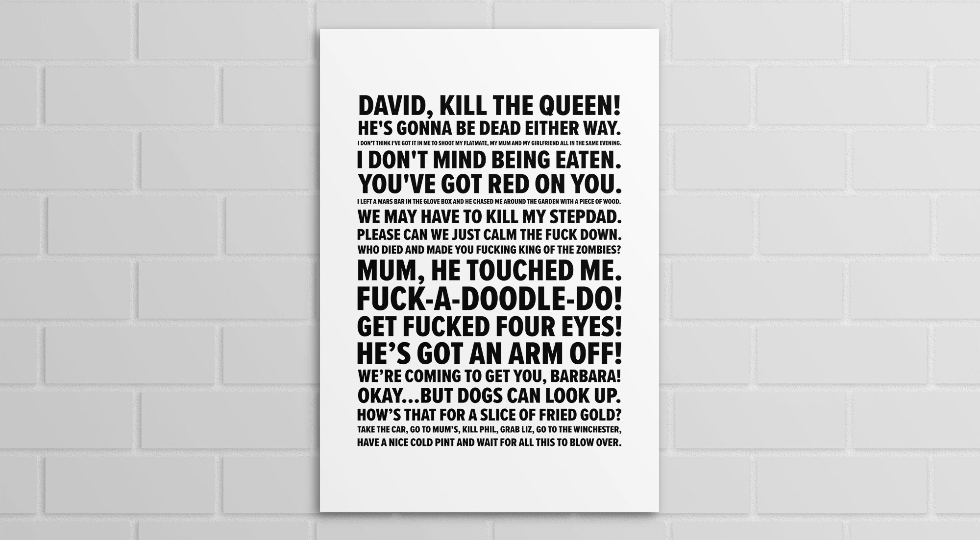Shaun of the Dead Quotes A5 A4 A3 Poster or Print Etsy