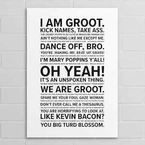 Guardians Of The Galaxy Quotes (A5, A4, A3 poster or print)