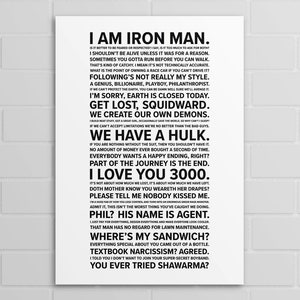 Iron Man Quotes (A5, A4, A3 poster or print)