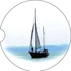 Sailboat Car Coasters: Absorbent Sandstone Cup Holder Coaster Set