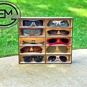 Sunglasses Shelf Display Case Storage Organizer Wall Mount Stand Rack Holder