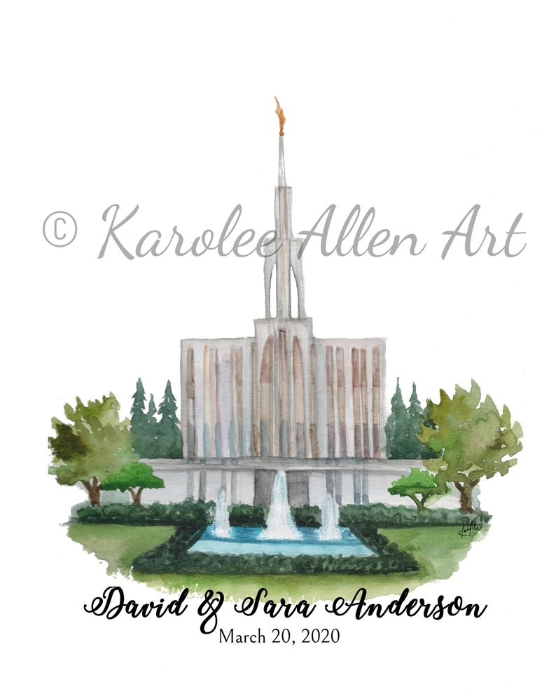 Digital Download Seattle Washington Temple Watercolor