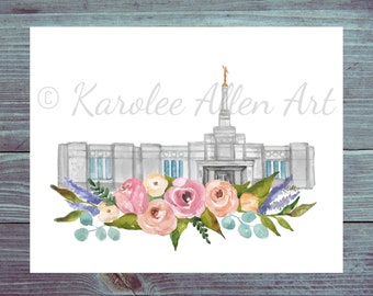 Minnesota, Louisville, Reno, Birmingham, Columbus, Spokane, Baton Rouge, Medford, Detroit, Fresno, Temple Watercolor, Digital, Customizable